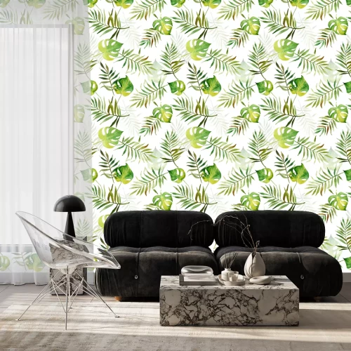 Behang Geelgroene tropische bladeren