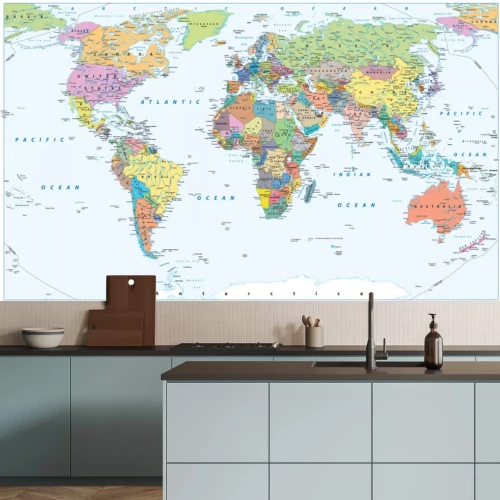 Fotobehang Wereldkaart met politieke grenzen