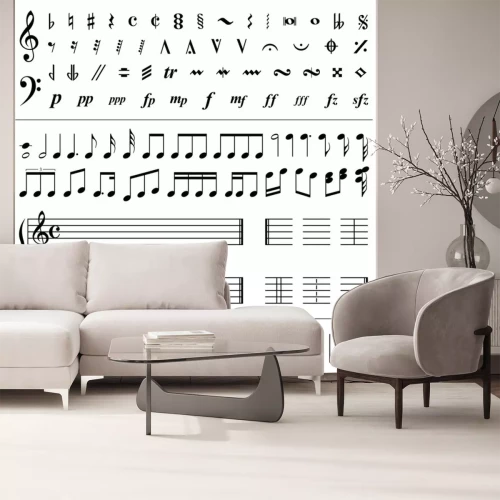 Sticker Muzieknotities en symbolen - vectorillustratie