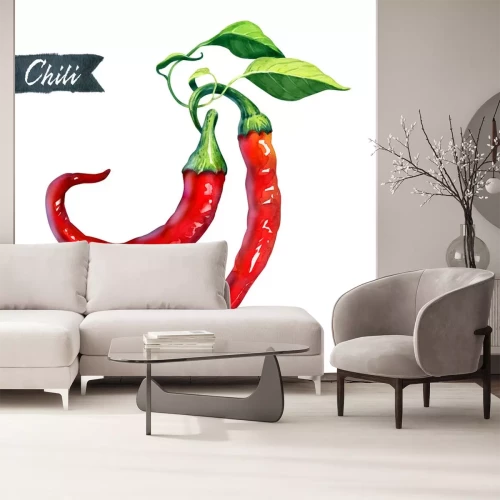 Sticker Rode chilipepers illustratie met bijschrift