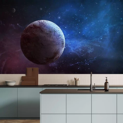 Sticker Outer space 3d rotsachtige planeet in de ruimte