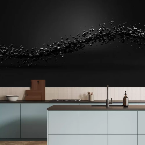 Fotobehang Zwarte kristallen op een donkere achtergrond