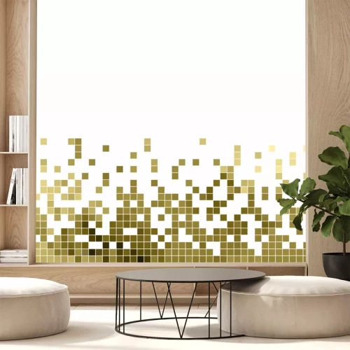 Sticker Bruine pixels op een witte achtergrond