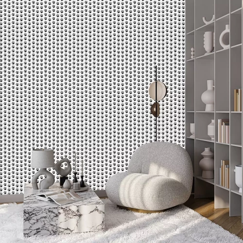 Behang Paw print naadloos. Hond en Kat voetspoor naadloos patroon. Vector illustratie.