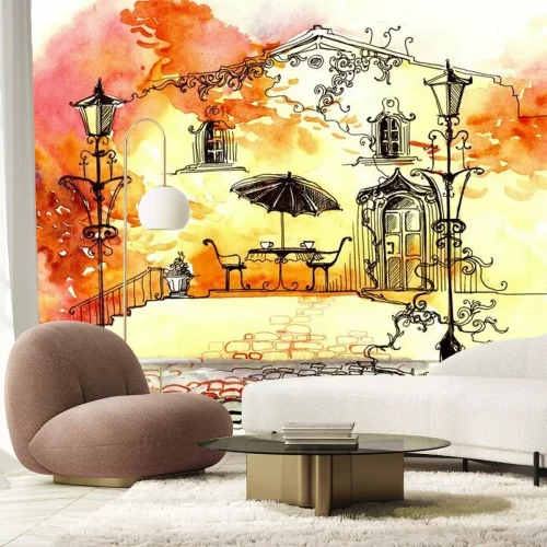 Fotobehang Terras in herfstsfeer