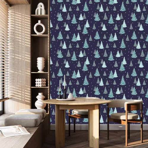 Behang Winterbos 's nachts