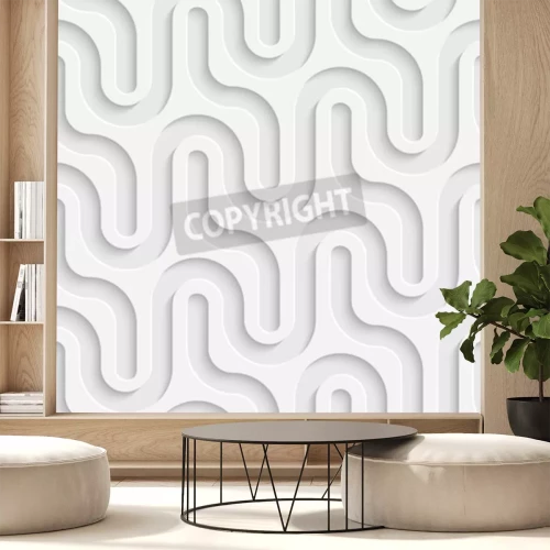 Fotobehang Wit labyrint in 3D