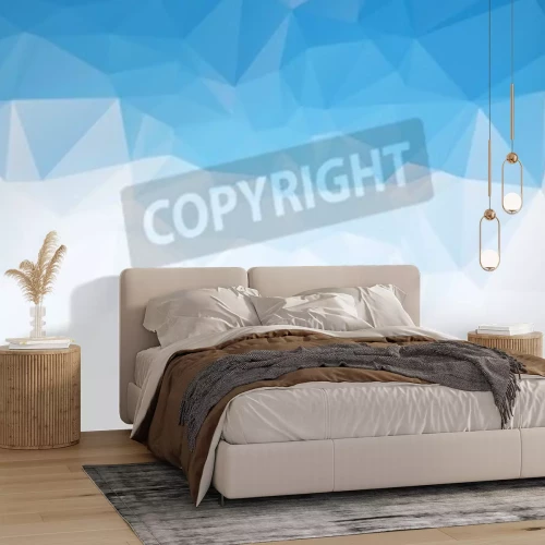 Fotobehang Blauw en wit 3D mozaïek