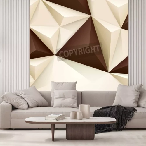 Fotobehang Bruin en wit 3D patroon