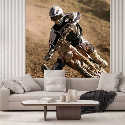 Fotobehang Motorcross in de modder