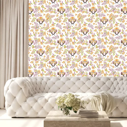 Behang Uilen en herfstbladeren