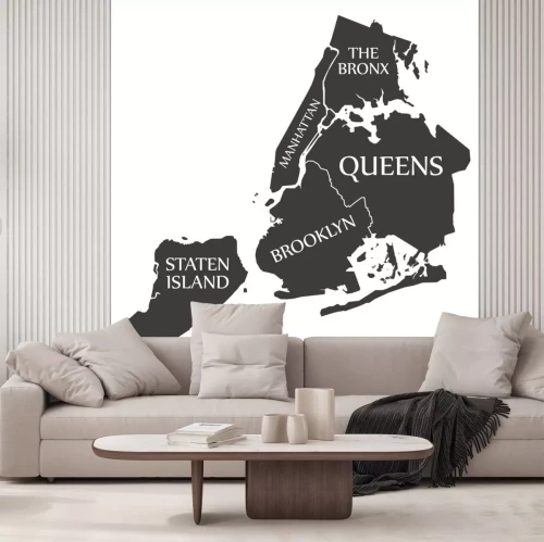 Sticker New York City Map Verenigde Staten gemarkeerde zwarte illustratie
