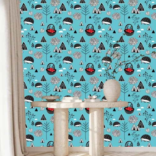 Behang Leuke egels onder bosgeschenken