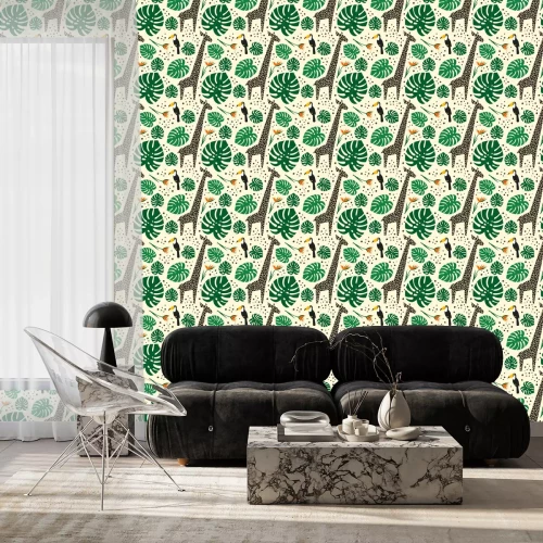 Behang Toekans en monsterabladeren