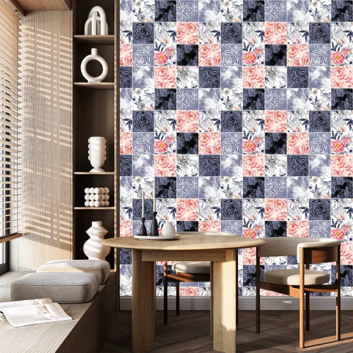 Behang Rozen van verschillende stijlen op vierkanten