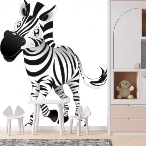 Sticker Sprookjesachtige zebra op een witte achtergrond