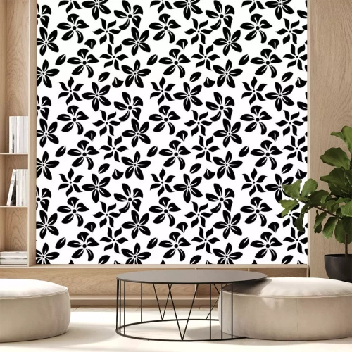 Fotobehang Zwart-witte bloemetjes