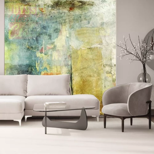 Fotobehang Muur met posters in vintage stijl