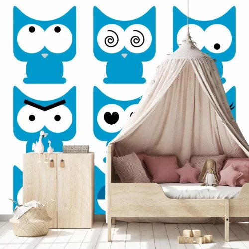 Sticker Leuke minimalistische afbeeldingen van blauwe katten