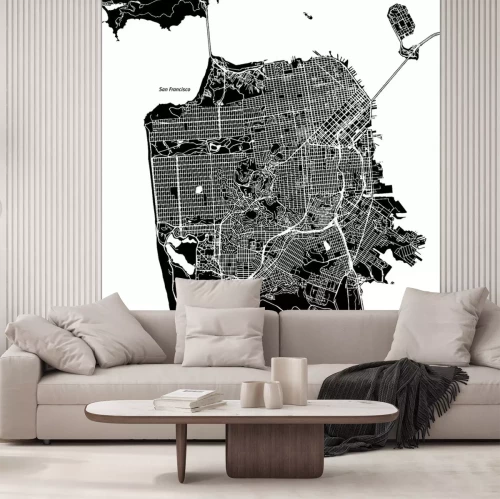 Sticker San Francisco, Californië. Downtown vector map.