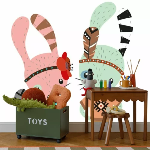 Sticker Konijntjes gekleed in Indiase kostuums