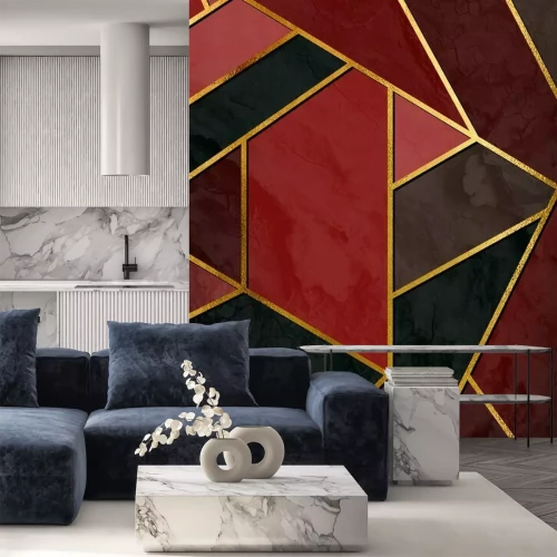 Sticker Geometrisch patroon met gouden lijnen