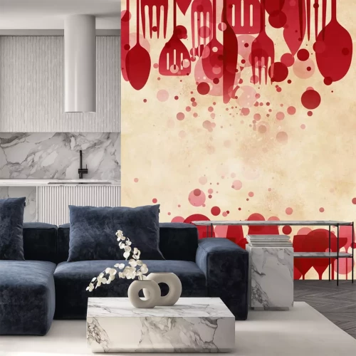 Sticker Rode glazen en bestek moderne graphics