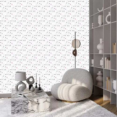 Behang Dessin met lijnvormige stippen