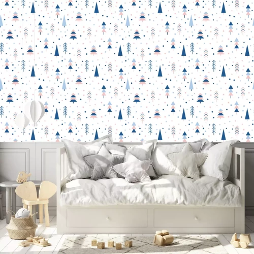 Behang Abstracte bos naadloze patroon achtergrond. Kinderachtig eenvoudig handgetekend deksel voor ontwerpkaart, behang, album, plakboek, vakantiepapier, textielstof, zakdruk, t-shirt, enz.