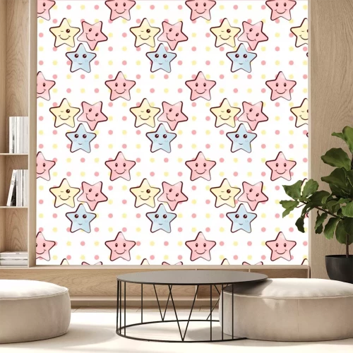 Sticker Decoratief, abstract sterrenpatroon dat gebruikt kan worden voor ontwerpstof, achtergronden, verpakkingspapier, pakketten voor kinderen.