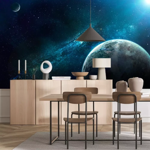 Sticker Kosmos en planeten in blauwe kleuren