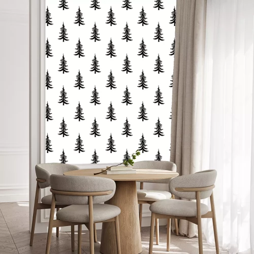 Behang Zwarte Woud op wit