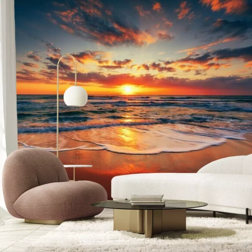 Fotobehang Prachtige zonsopgang over de zee