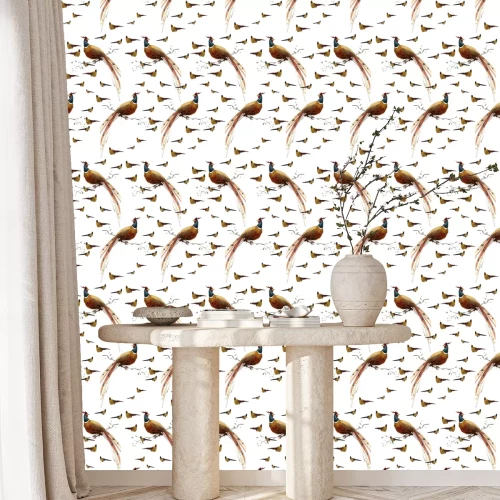 Behang Fazanten op een witte achtergrond