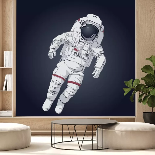 Sticker Astronaut vliegt in gewichtloosheid tekenen