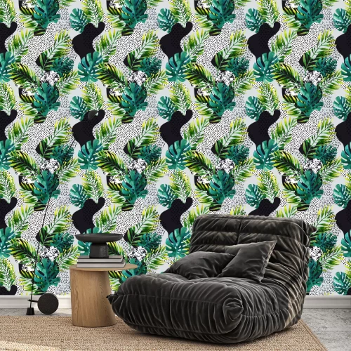 Behang Abstracte achtergrond met bladeren