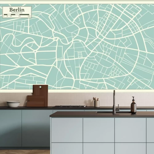 Sticker Berlijn Duitsland Kaart in Retro Style.