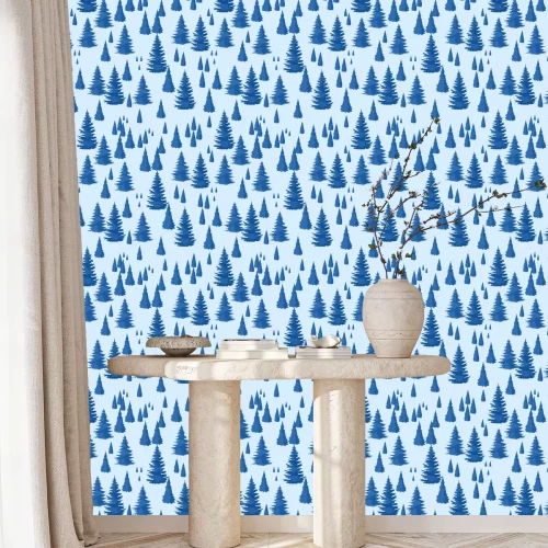 Behang Winter naadloos patroon. Landschap met sparrenbos