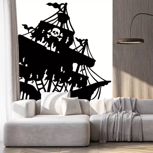 Sticker Mysterieuze piraten schip silhouette