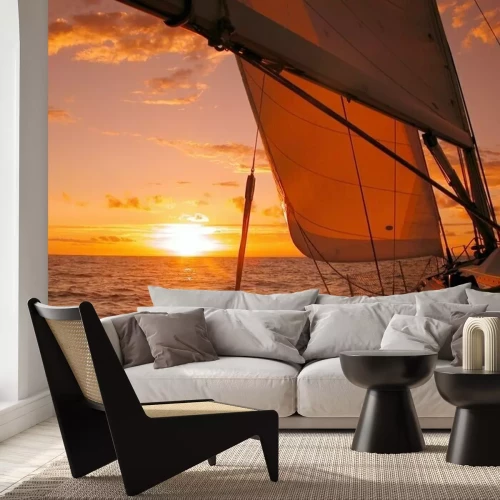 Fotobehang Watersporten tijdens zonsondergang