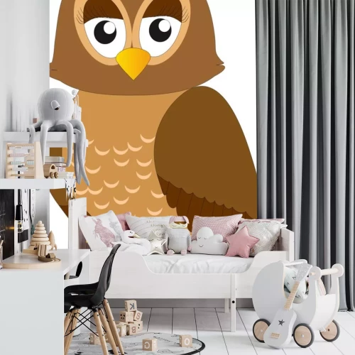 Sticker Bruine uil op een witte achtergrond