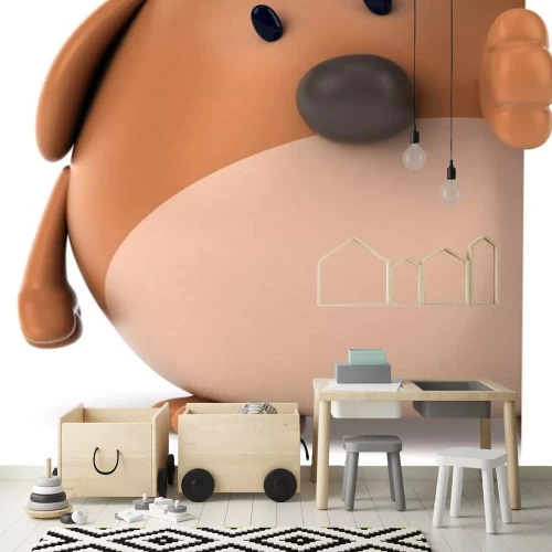 Sticker Een hond die over de rand 3D-graphics gluurt