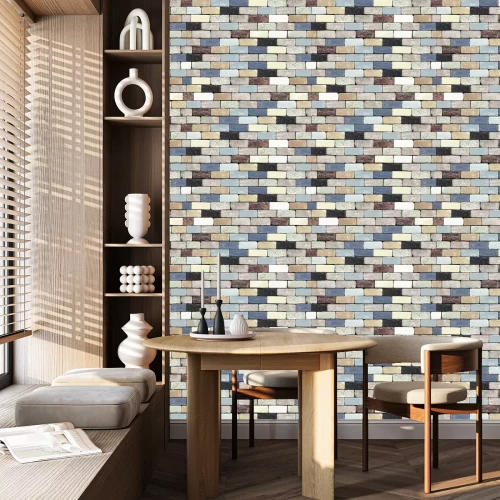 Behang Baksteen van verschillende kleuren