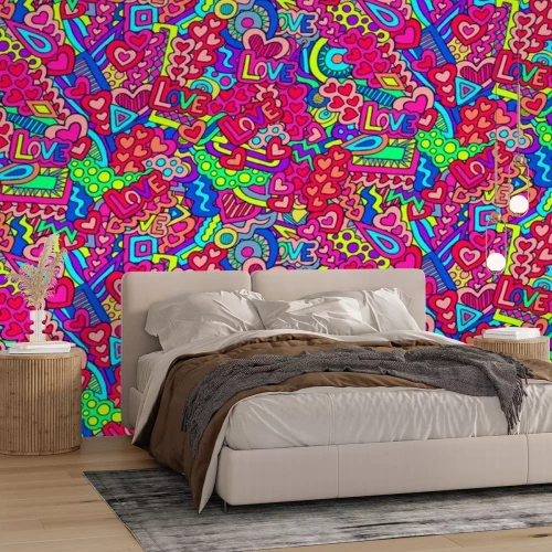 Sticker Zentangle liefde harten abstracte doodle patroon helder