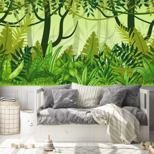 Fotobehang Grafische jungleplanten