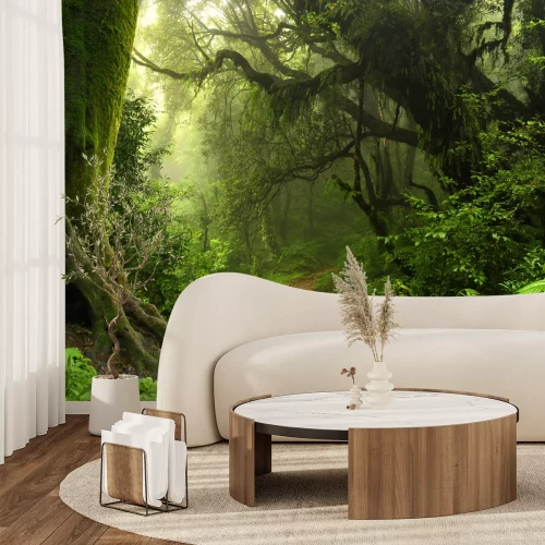 Fotobehang Donkergroene jungle
