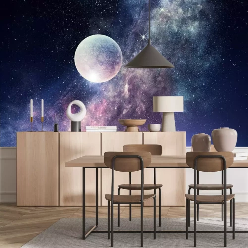 Fotobehang De maan aan de sterrenhemel