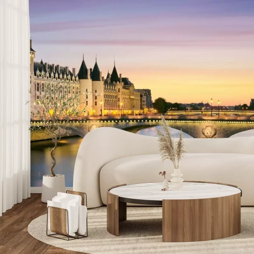 Fotobehang Avondlandschap van Parijse architectuur