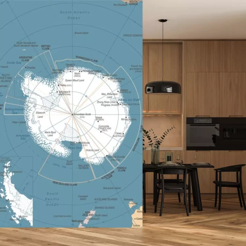 Sticker Antarctica kaart met bijschriften