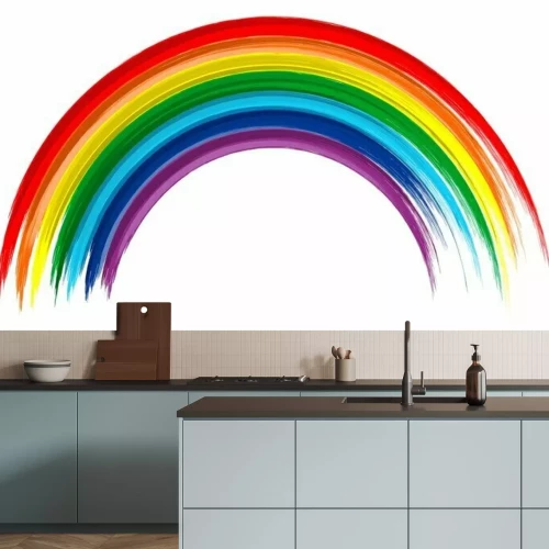 Sticker Geschilderde regenboog op witte achtergrond